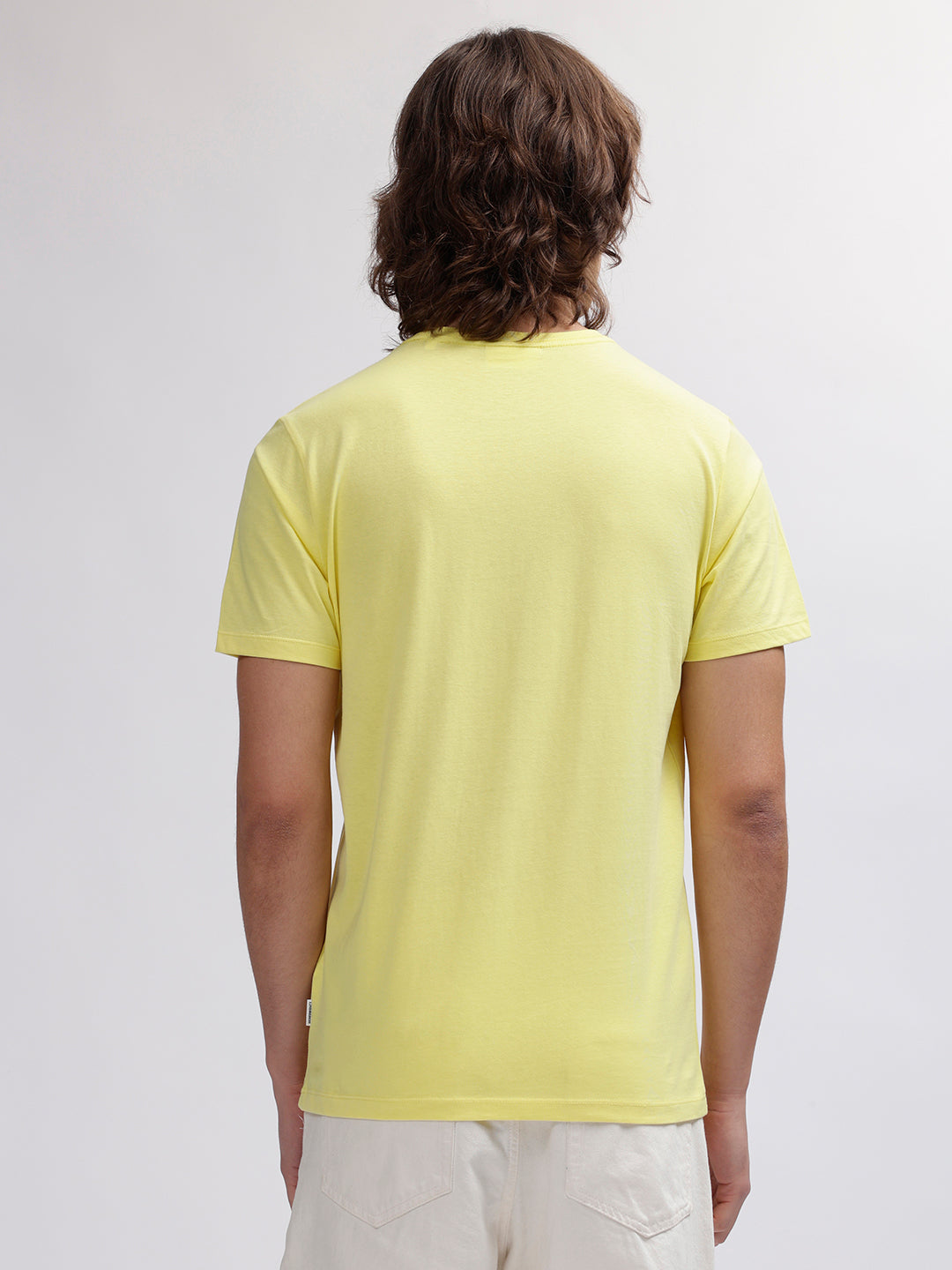 Lindbergh Men Yellow Solid Round Neck Short Sleeves T-shirt