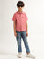 Blue Giraffe Boys Pink Solid Spread Collar Short Sleeves Shirt