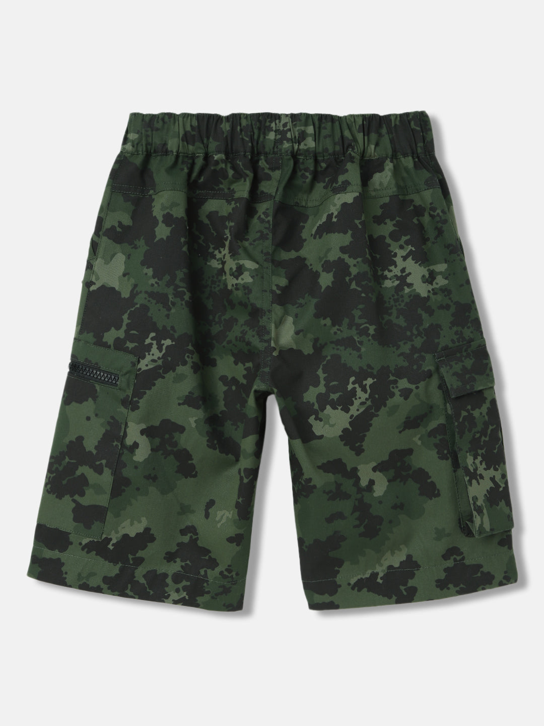 Blue Giraffe Boys Olive Printed Regular Fit Mid-Rise Shorts