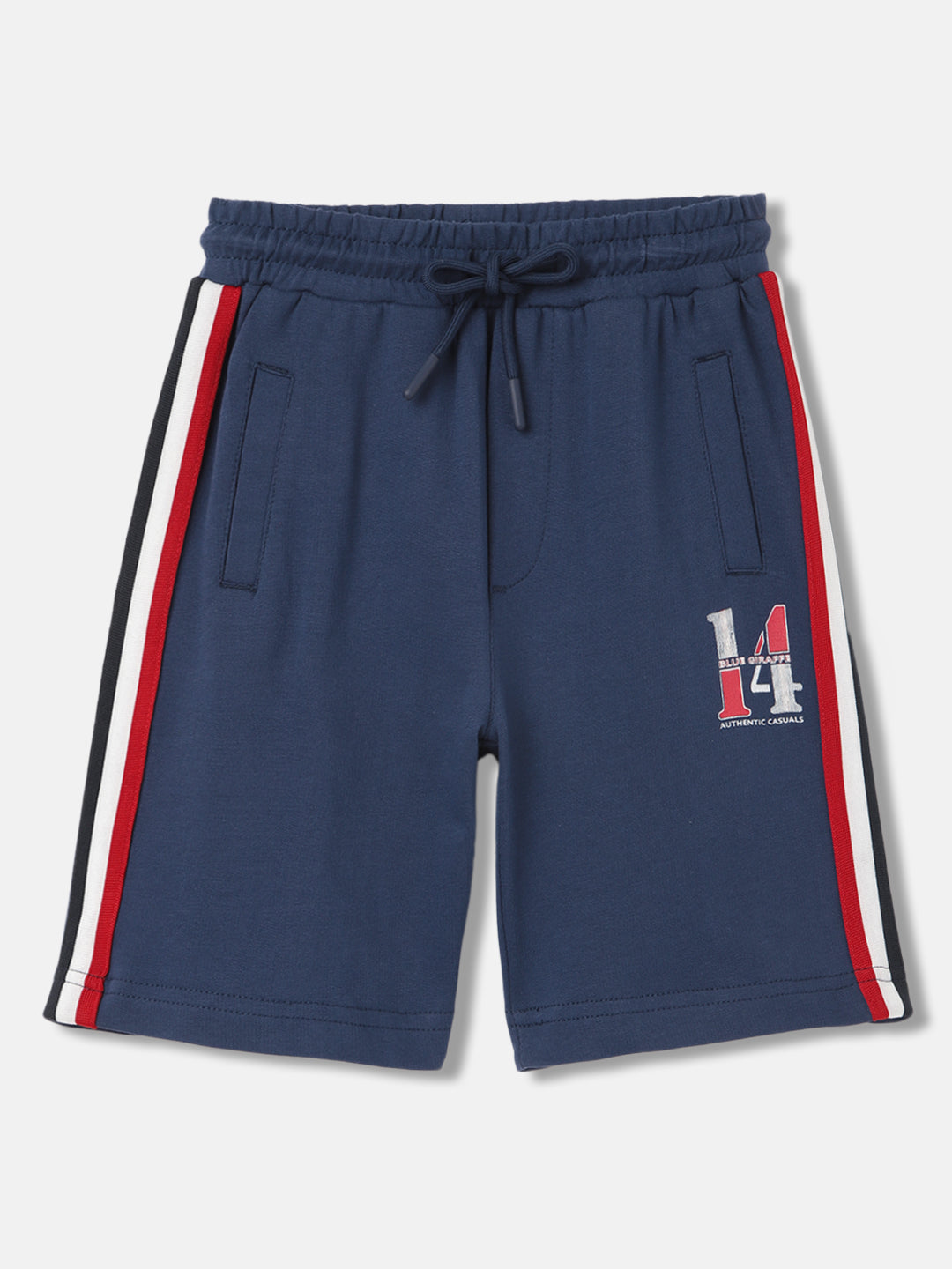 Blue Giraffe Boys Navy Blue Solid Regular Fit Mid-Rise Shorts