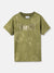 Blue Giraffe Boys Olive Printed Round Neck Short Sleeves T-Shirt