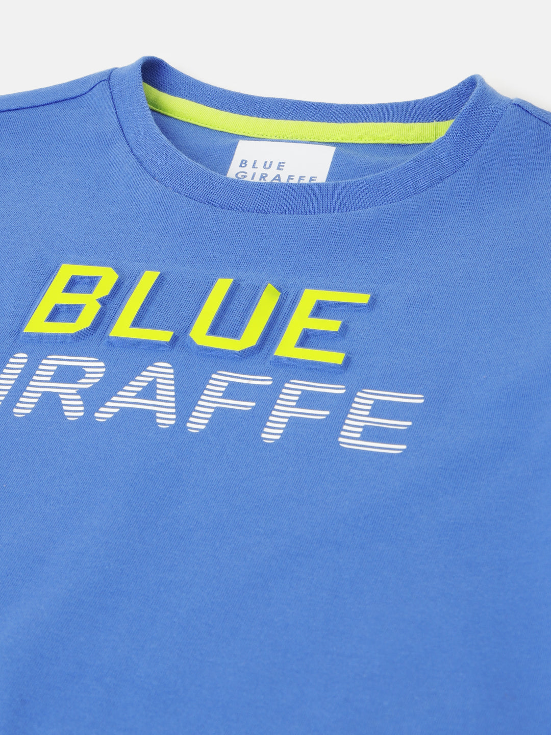 Blue Giraffe Boys Blue Colour Blocked Round Neck Short Sleeves T-Shirt