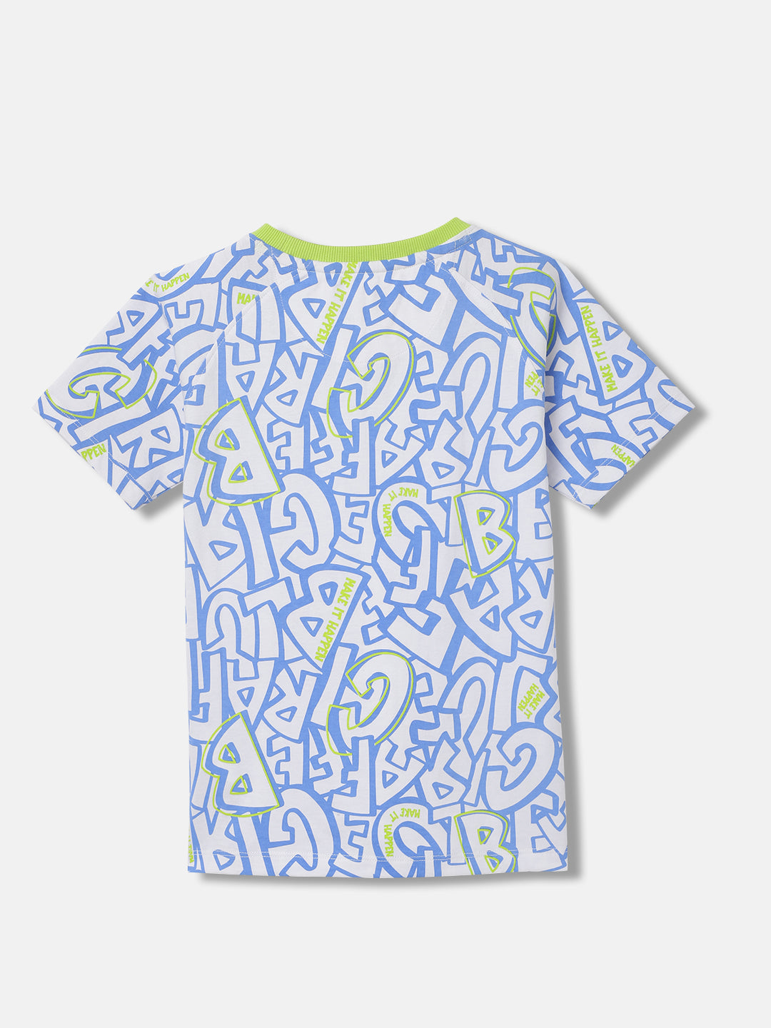 Blue Giraffe Boys White Printed Round Neck Short Sleeves T-Shirt