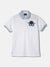 Blue Giraffe Boys White Solid Polo Collar Short Sleeves T-Shirt