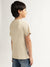 Blue Giraffe Boys Beige Solid Round Neck Short Sleeves T-Shirt