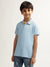 Blue Giraffe Boys Blue Solid Polo Collar Short Sleeves T-shirt