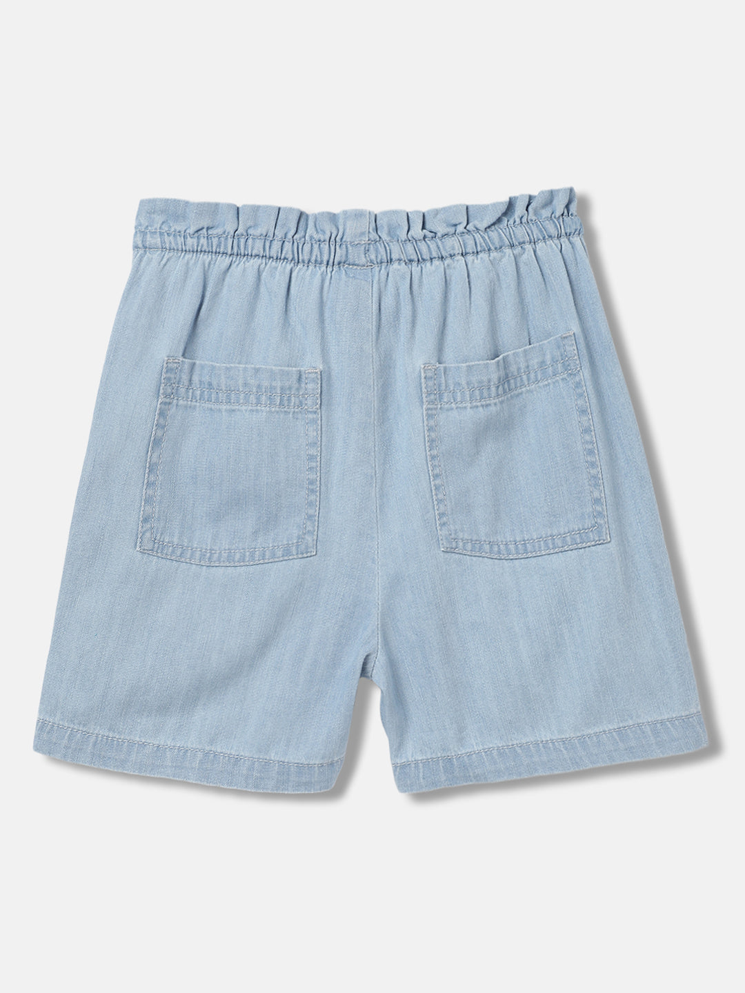 Blue Giraffe Girls Blue Solid Regular Fit Mid-Rise Shorts