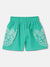 Blue Giraffe Girls Green Embroidered Flared Mid-Rise Shorts