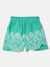 Blue Giraffe Girls Green Embroidered Flared Mid-Rise Shorts