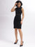 Centre Stage Women Black Solid Round Neck Sleeveless Dress