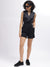 Elle Women Black Solid Notched Collar Sleeveless Playsuit