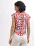 Elle Women Red Printed Spread Collar Short Sleeves Top