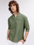 Iconic Men Olive Solid Mandarin Collar Three-quarter Sleeves Shirt