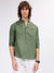 Iconic Men Olive Solid Mandarin Collar Three-quarter Sleeves Shirt