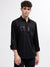 Iconic Men Black Solid Spread Collar Full Sleeves Shirt