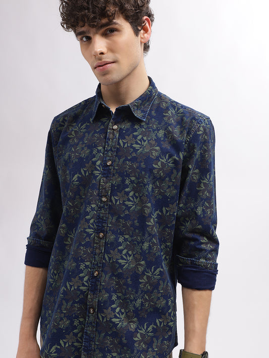 Iconic Men Multi Printed Spread Collar Full Sleeves Shirt