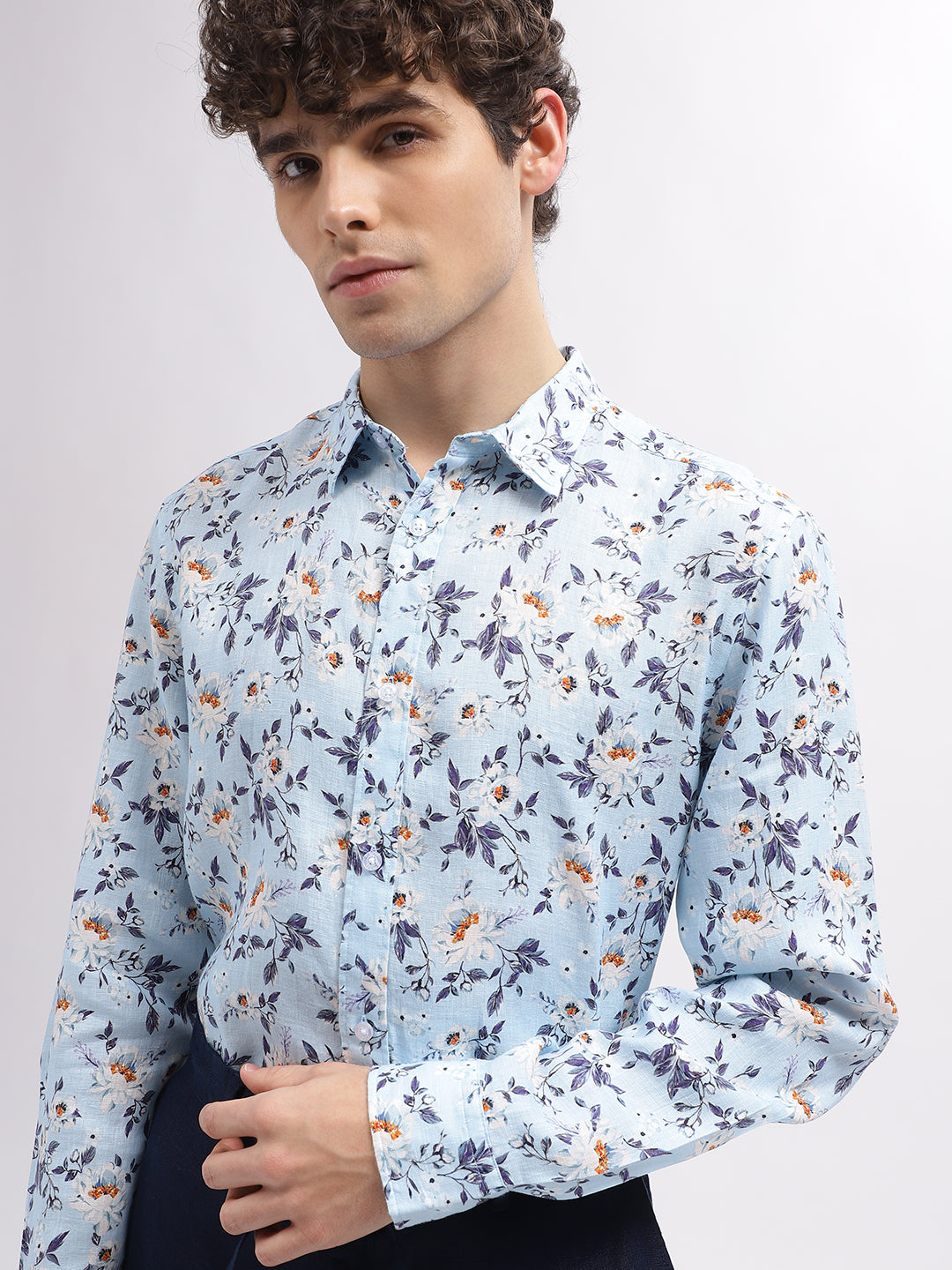 Iconic Men Multi Printed Spread Collar Full Sleeves Shirt