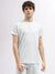 Iconic Men White Checked Round Neck Short Sleeves T-Shirt