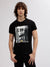 Iconic Men Black Printed Round Neck Short Sleeves T-shirt