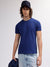 Iconic Men Navy Blue Solid Round Neck Short Sleeves T-shirt