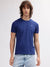 Iconic Men Navy Blue Solid Round Neck Short Sleeves T-shirt