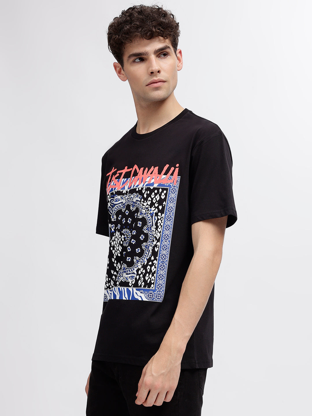 Just Cavalli Black Fashion Logo Regular Fit T-Shirt