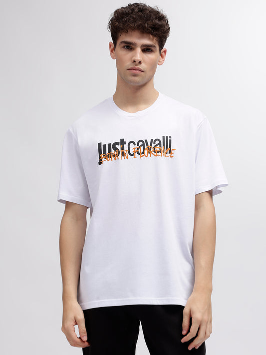 Just Cavalli White Fashion Logo Regular Fit T-Shirt