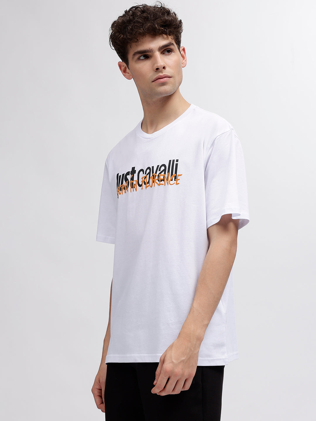 Just Cavalli White Fashion Logo Regular Fit T-Shirt