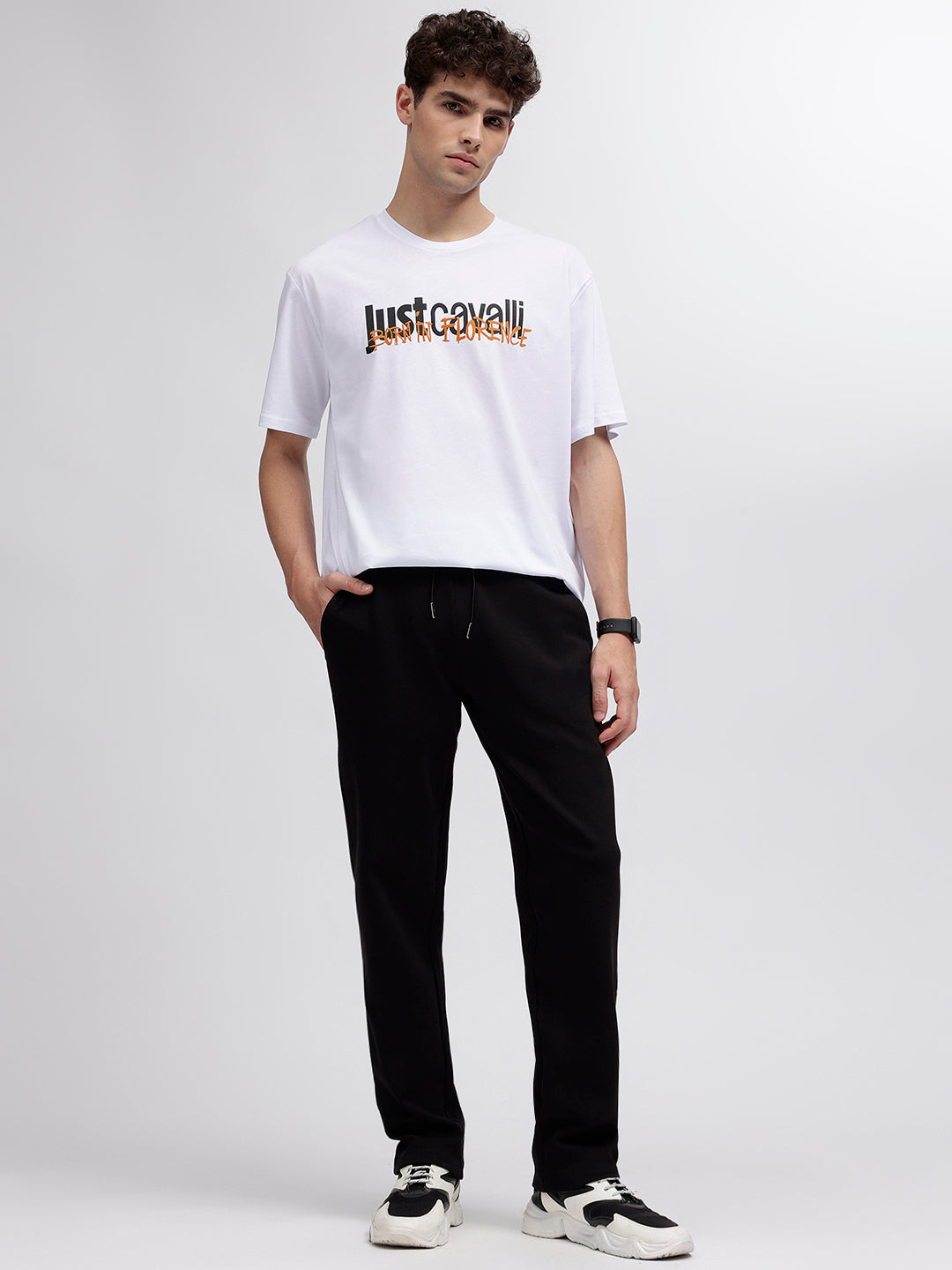 Just Cavalli White Fashion Logo Regular Fit T-Shirt