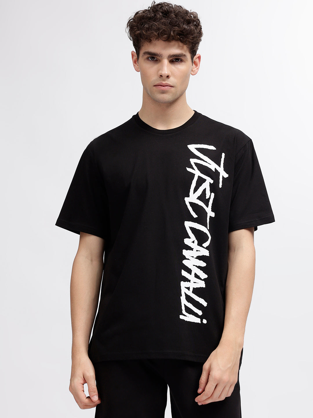 Just Cavalli Black Fashion Logo Regular Fit T-Shirt