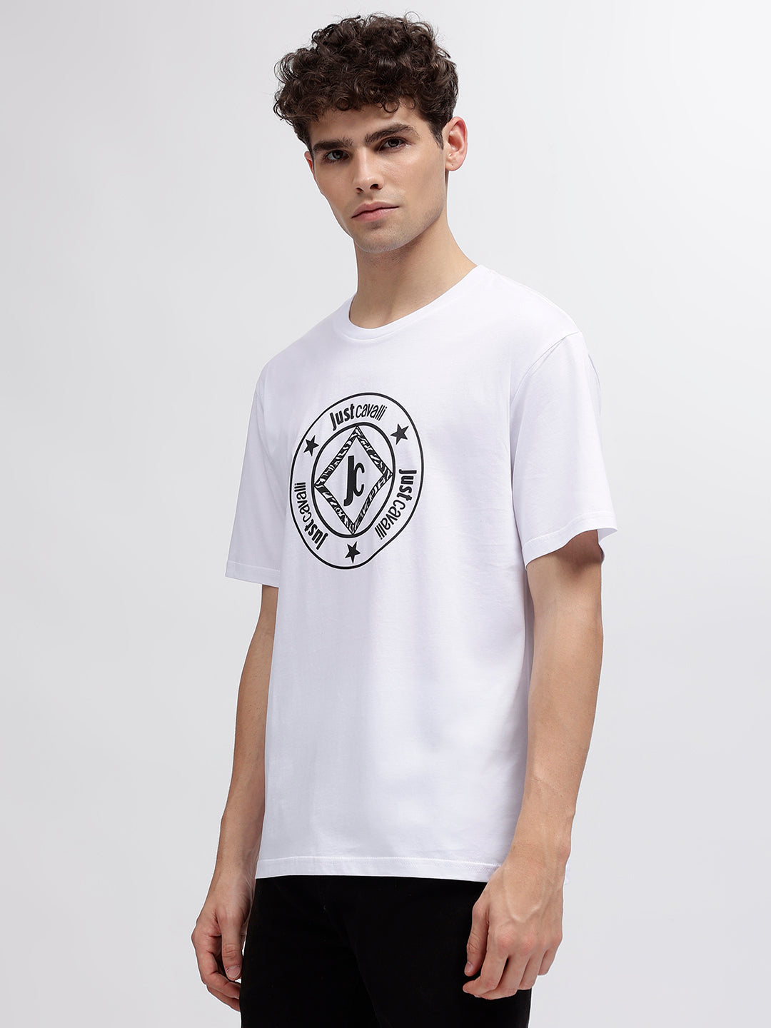 Just Cavalli White Fashion Logo Regular Fit T-Shirt