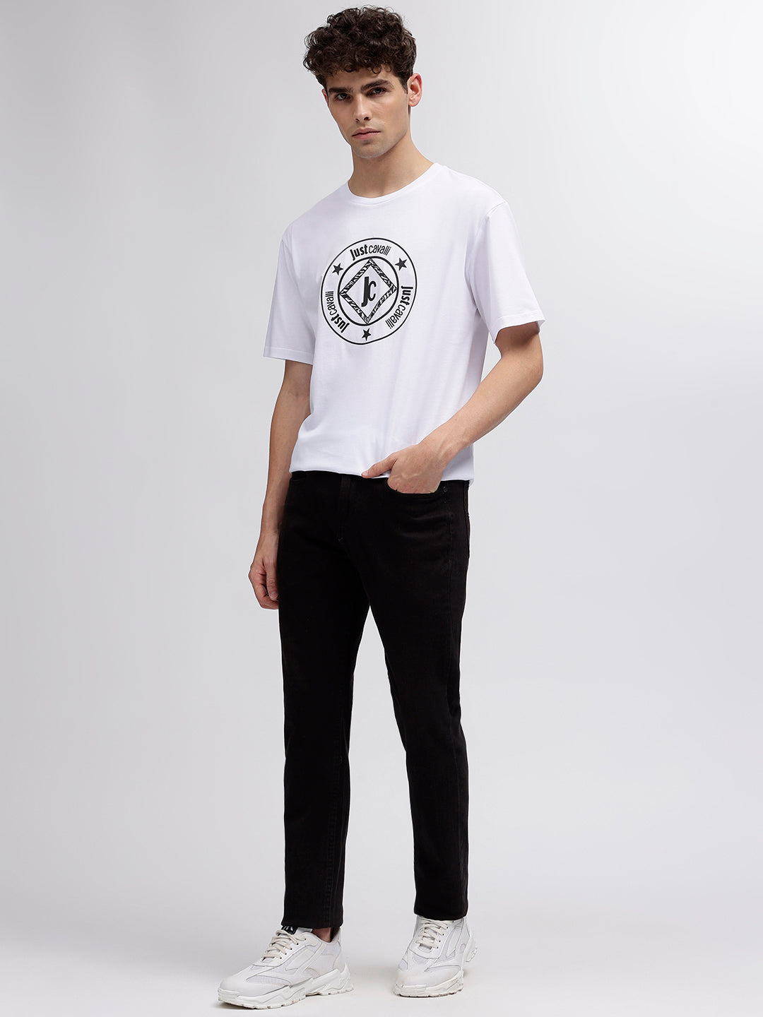 Just Cavalli White Fashion Logo Regular Fit T-Shirt