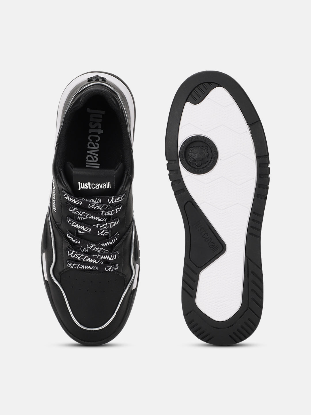 Shop Just Cavalli Men Black Solid Lace-up Sneakers Online – Iconic 