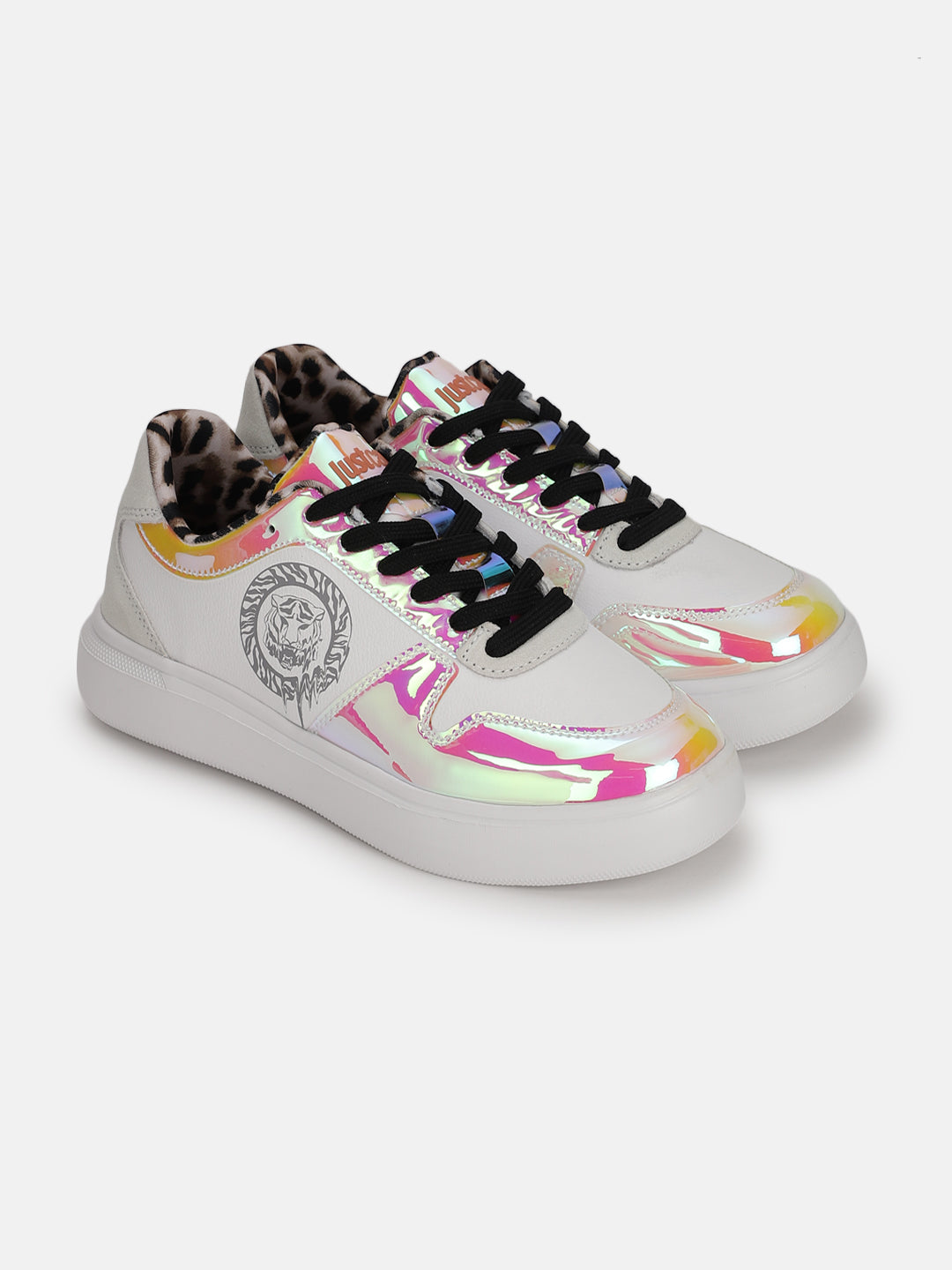 Just Cavalli Women White Solid Lace-up Sneakers