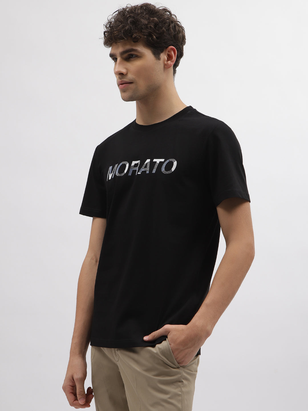 Antony Morato Men Black Printed Round Neck Short Sleeves T-Shirt