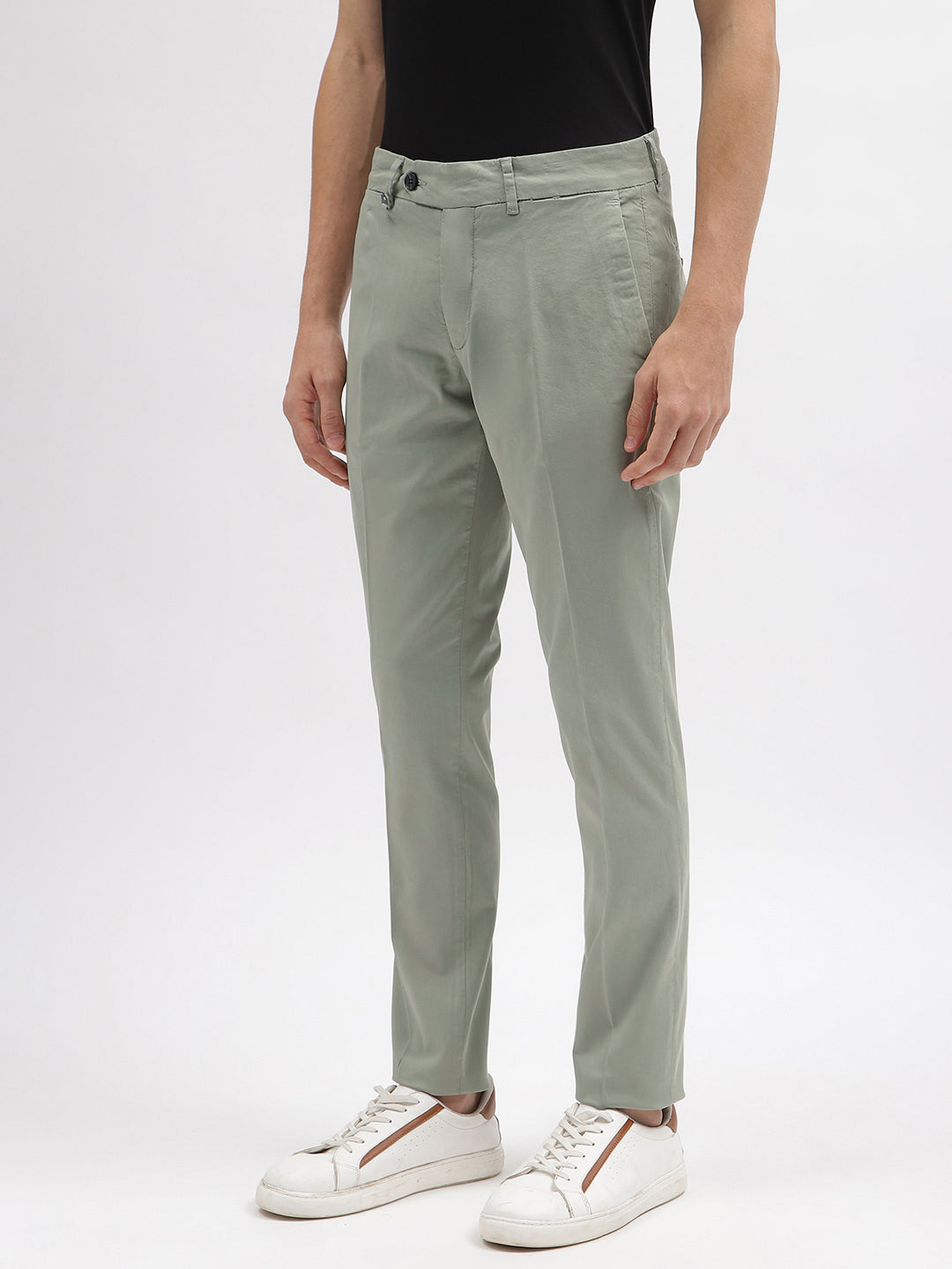 Antony Morato Men Green Solid Skinny Fit Mid-Rise Trouser