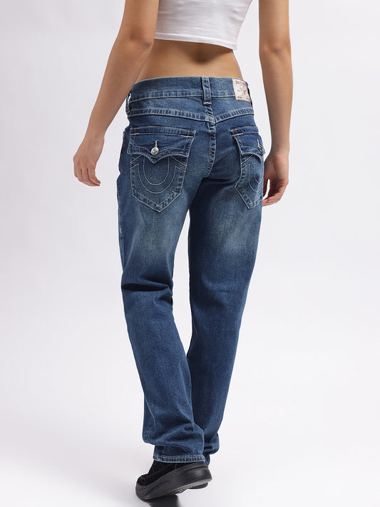 True Religion SN Ricki Straight Fit Blue Solid Jeans