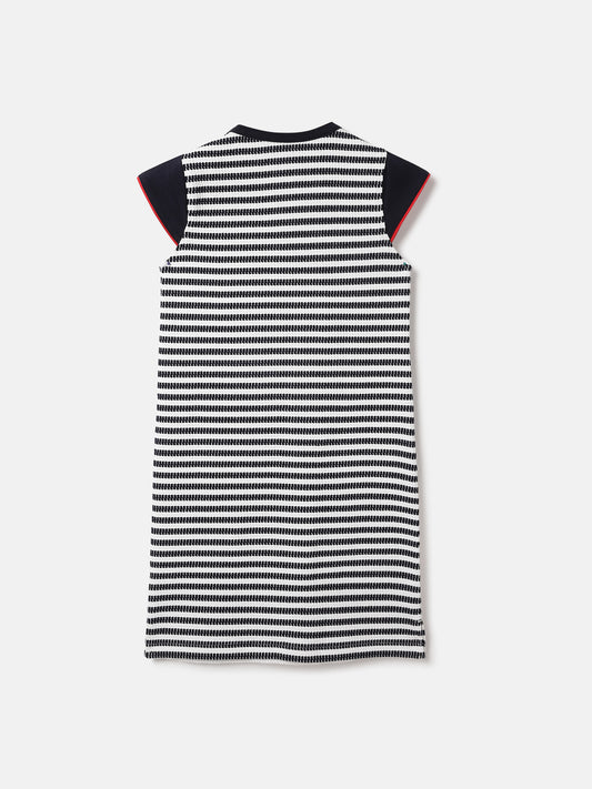 Elle Kids Blue Striped Round Neck Dress