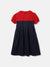 Elle Kids Blue Solid Round Neck Dress