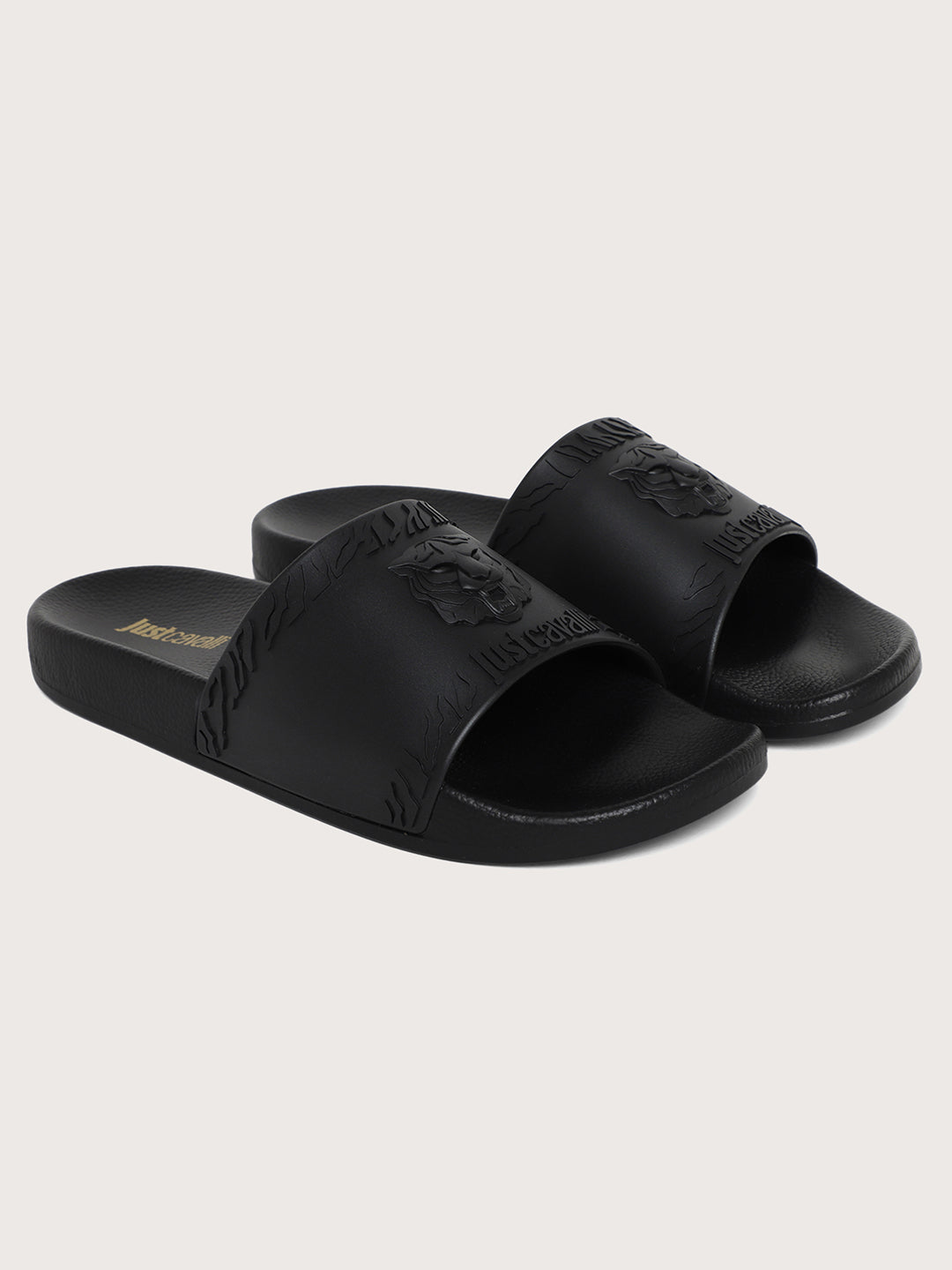 Just Cavalli Men Black Sliders ICONIC INDIA Iconic India