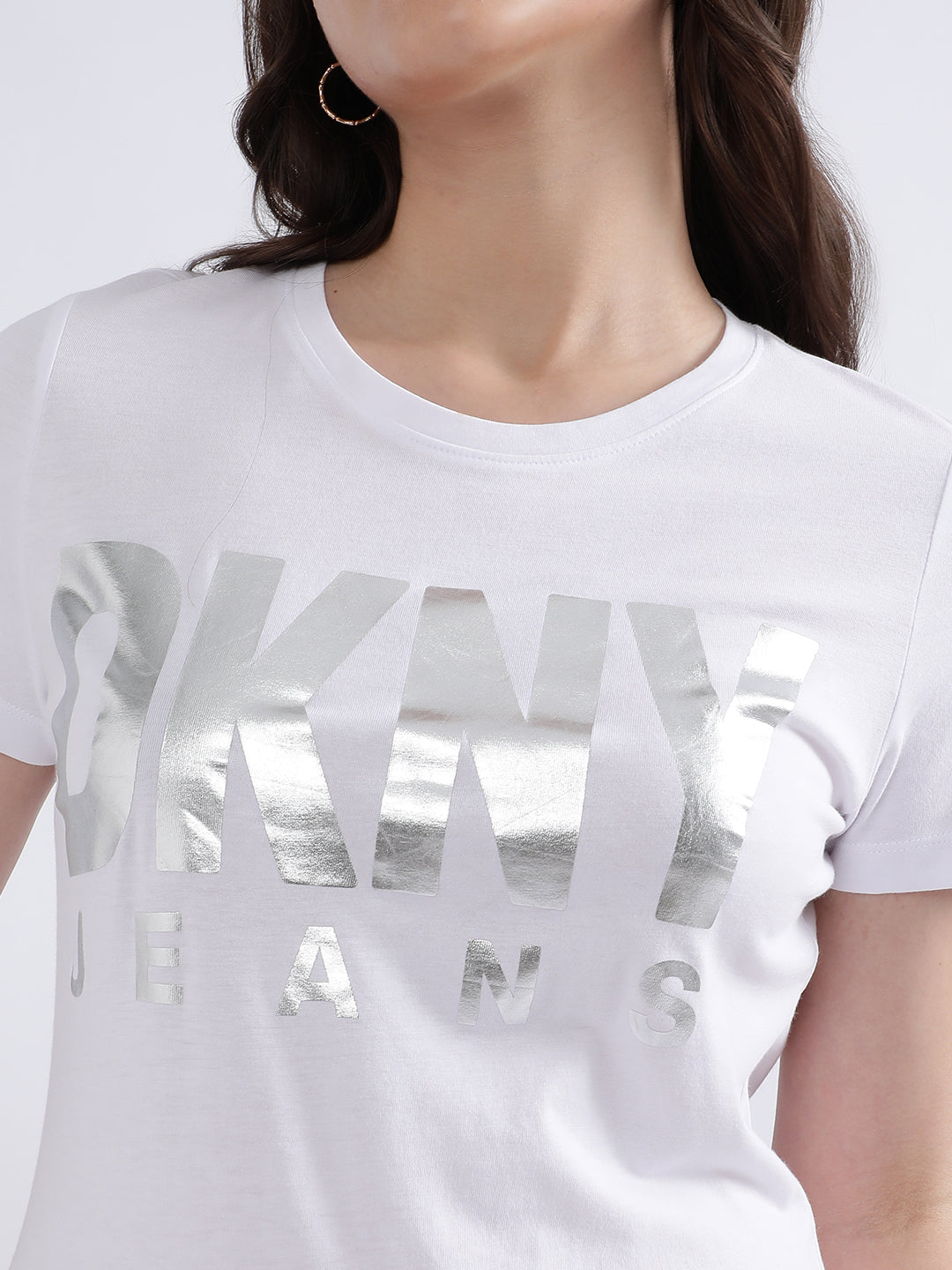 Dkny White Fashion Logo Regular Fit Top