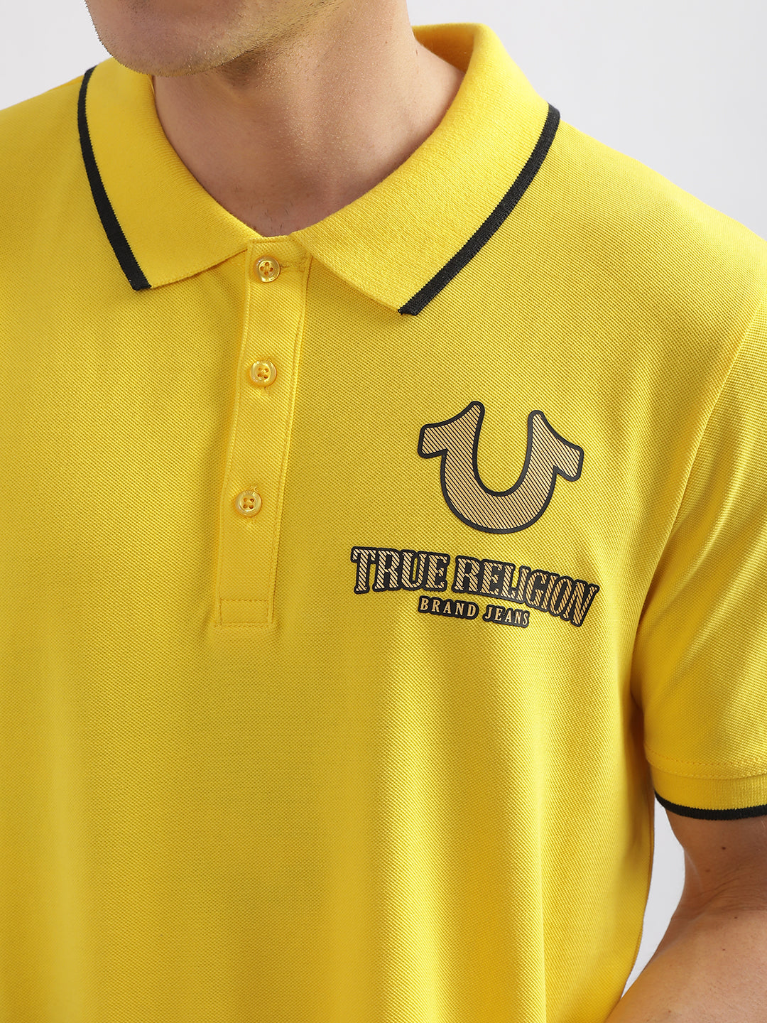 Shop True Religion Men Yellow Solid Polo TShirt | ICONIC INDIA ...