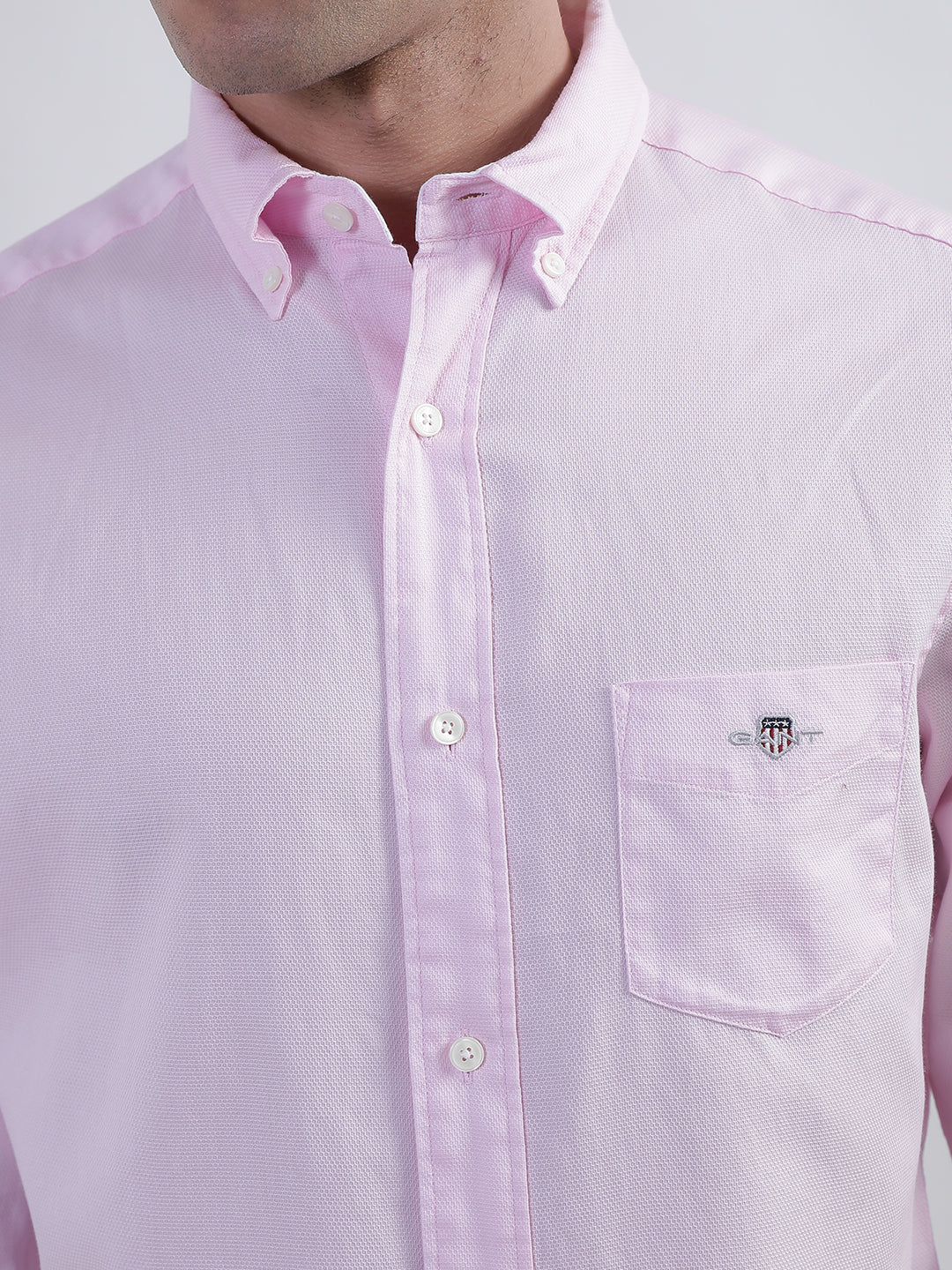 Gant Pink Honeycomb Weave Regular Fit Shirt