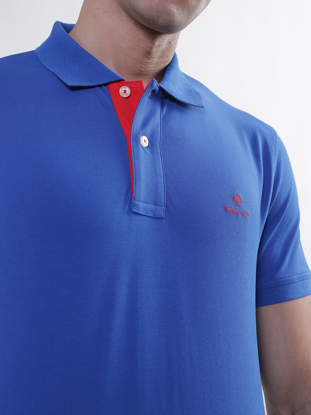 Gant Blue Contrast Pique Slim Fit Polo T-Shirt