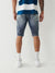 True Religion Men Blue Washed Mid-Rise Regular Fit Knee Length Shorts