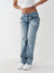 True Religion SN RICKI Straight Fit Blue Mid-Rise Washed Jeans