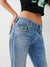 True Religion Super T RICKI Straight Fit Blue Mid-Rise Washed Jeans