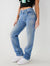 True Religion Super T RICKI Straight Fit Blue Mid-Rise Washed Jeans