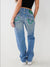 True Religion Super T RICKI Straight Fit Blue Mid-Rise Washed Jeans