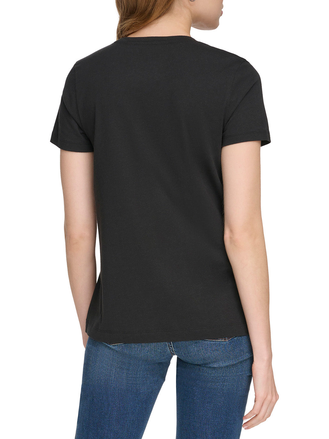 DKNY Women Black Printed Round Neck Short Sleeves T-Shirt